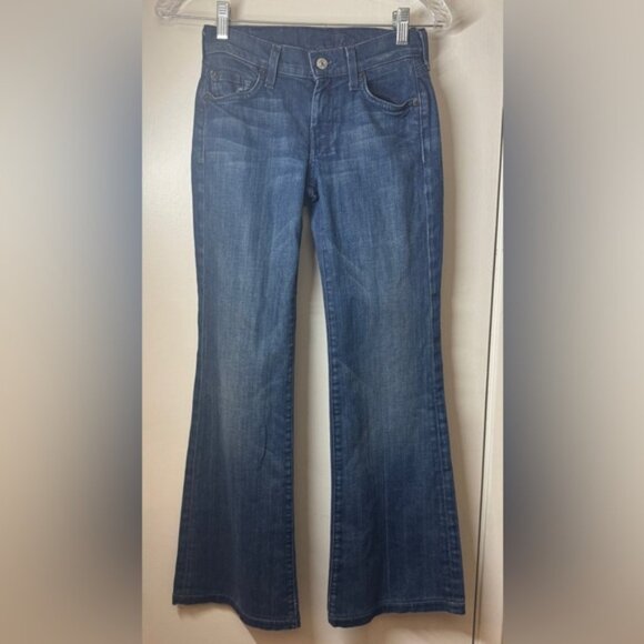 Vintage Y2K 7 For All Mankind Dojo Bootcut Embroidered Pockets Blue Jeans 24 - Picture 7 of 15